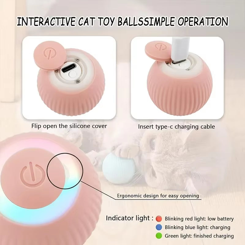 Smart Cat Toy Automatic Rolling Ball Electric Cats Toys Interactive for Pet Training Self-Moving Kitten Toys for Indoor Playing